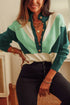 'Freya' Colour Block Buttoned Sweater - Celes Fashion